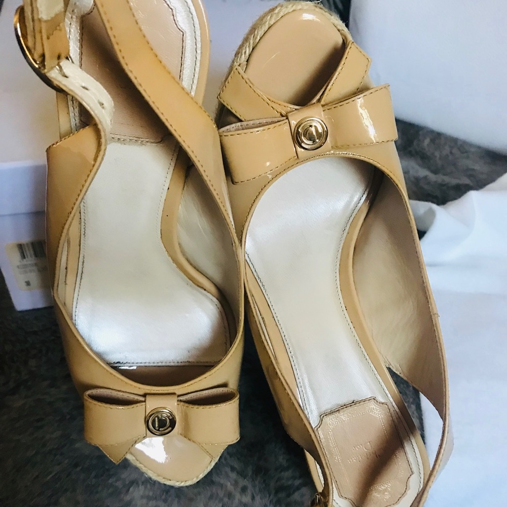 Christian Dior authentic Bow Sling Back Wedges size 38 - Picture 11 of 13
